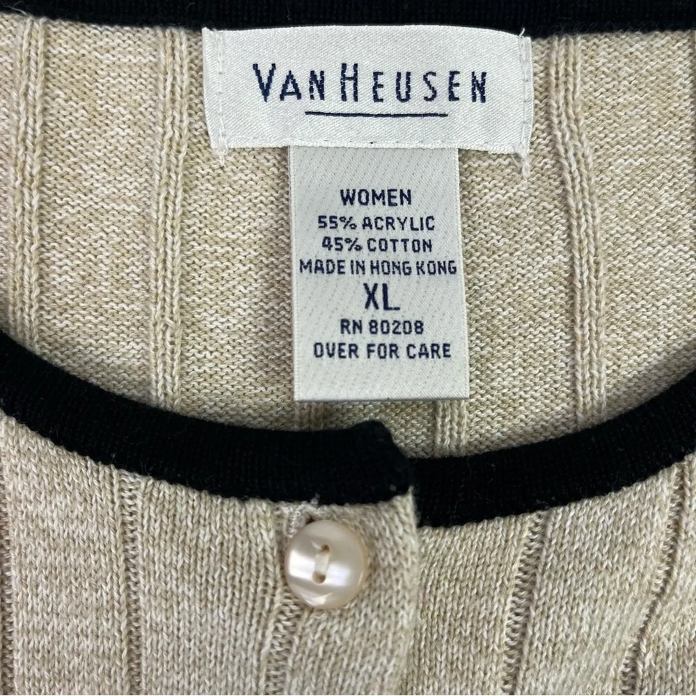 Van Heusen Knit Cardigan Tank Top Set Beige Stripe 2 Piece XL - Picture 9 of 15